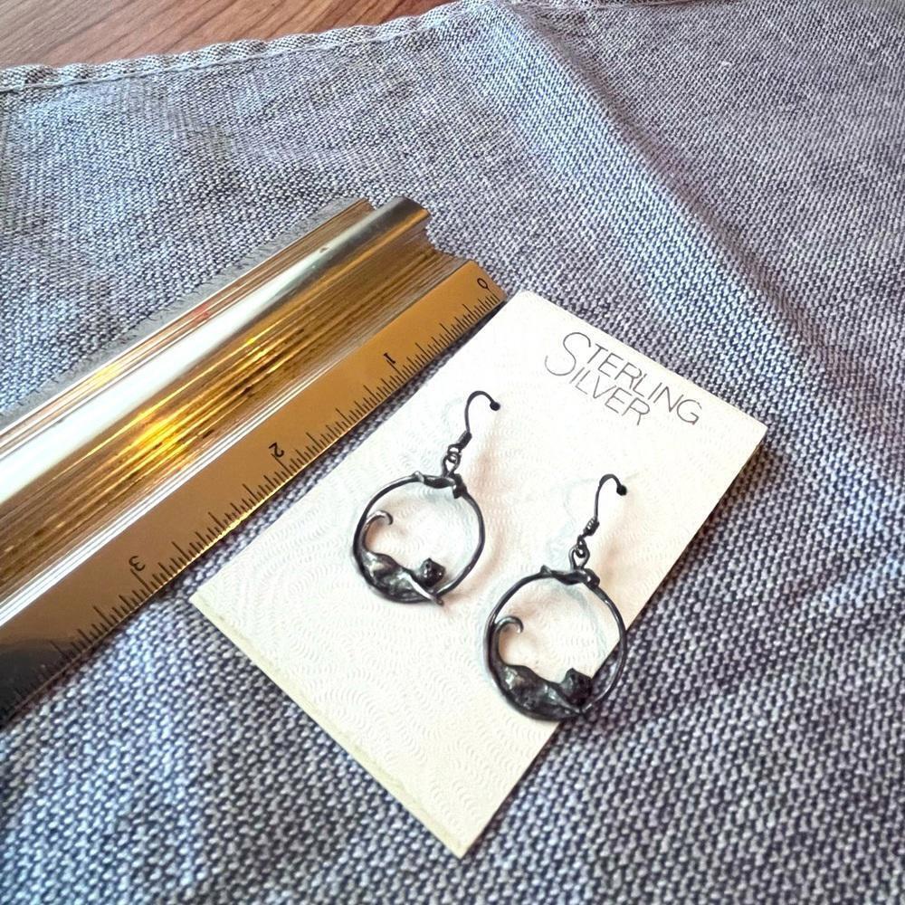 Sterling Silver‎ Cat Earrings - Unique Artisan Design​ - Picture 3 of 3